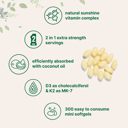 Vitamin D3 K2 Supplement Softgels